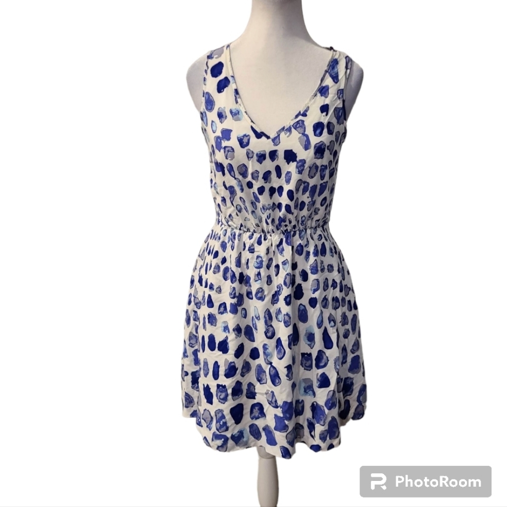 Gap Summer Sleeveless Dress White and Blue Print